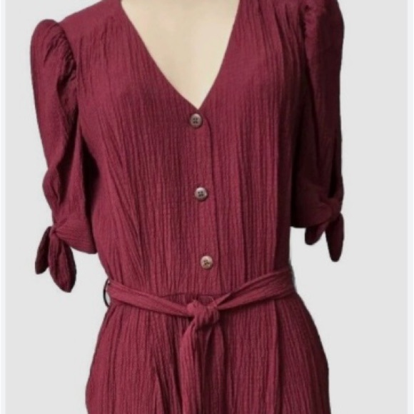 Calvin klein Burgundy Button-Up Jumpsuit - Picture 13 of 13